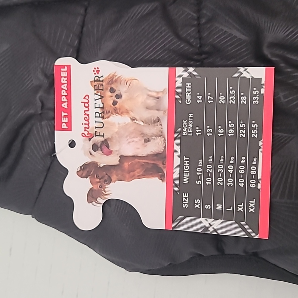 NWT Friends Furever Pet Apparel,Black Puffer Coat with Paw Print, Size Small - Picture 4 of 9